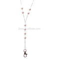 Sundysh Pearl Lanyard, Fashion Simple Lariat White Pearl Beaded Lanyard For ID Card Badge Holder